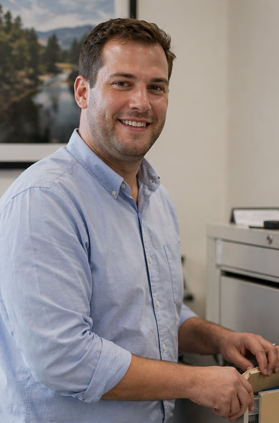 Mortgage specialist in contemporary office setting